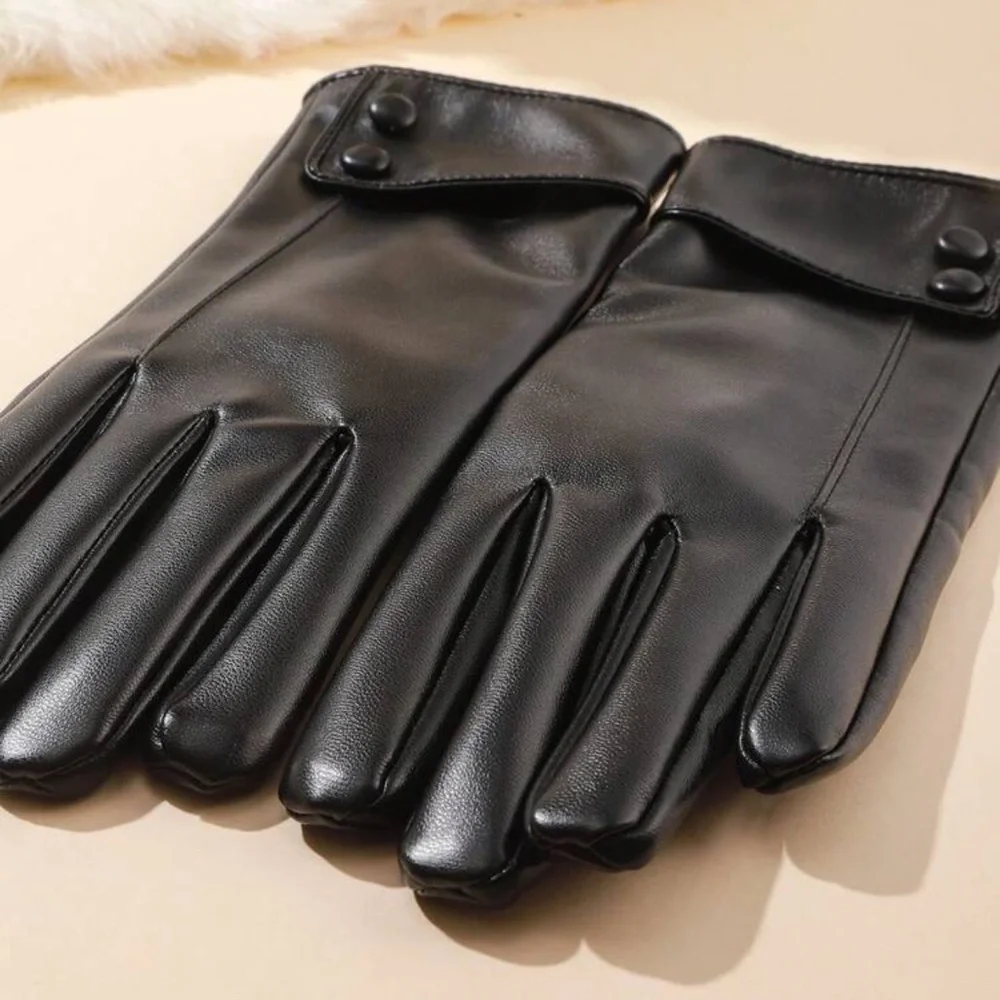 1 Pair Elegant Casual PU Leather Quilted Women's Warm Touchscreen Gloves